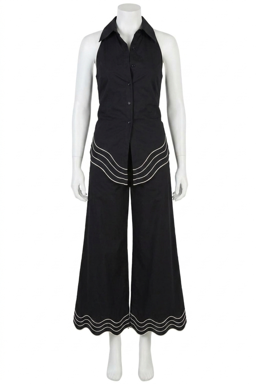 NEW SIMON MILLER wavy cropped poplin pant in black